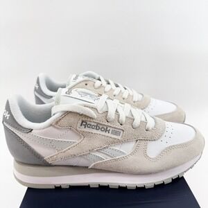 Reebok Classic‎ Leather Sneakers Shoes Womens Size 11 White Double Grey NEW